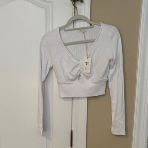 Z SUPPLY White Ribbed Long Sleeve Crop Top - Brand New with tages